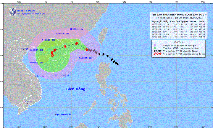 Location and path of storm No. 3. (Photo: NCHMF).