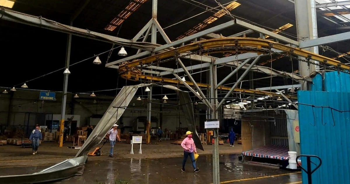 Two tornadoes tore off the roofs of many businesses and homes.