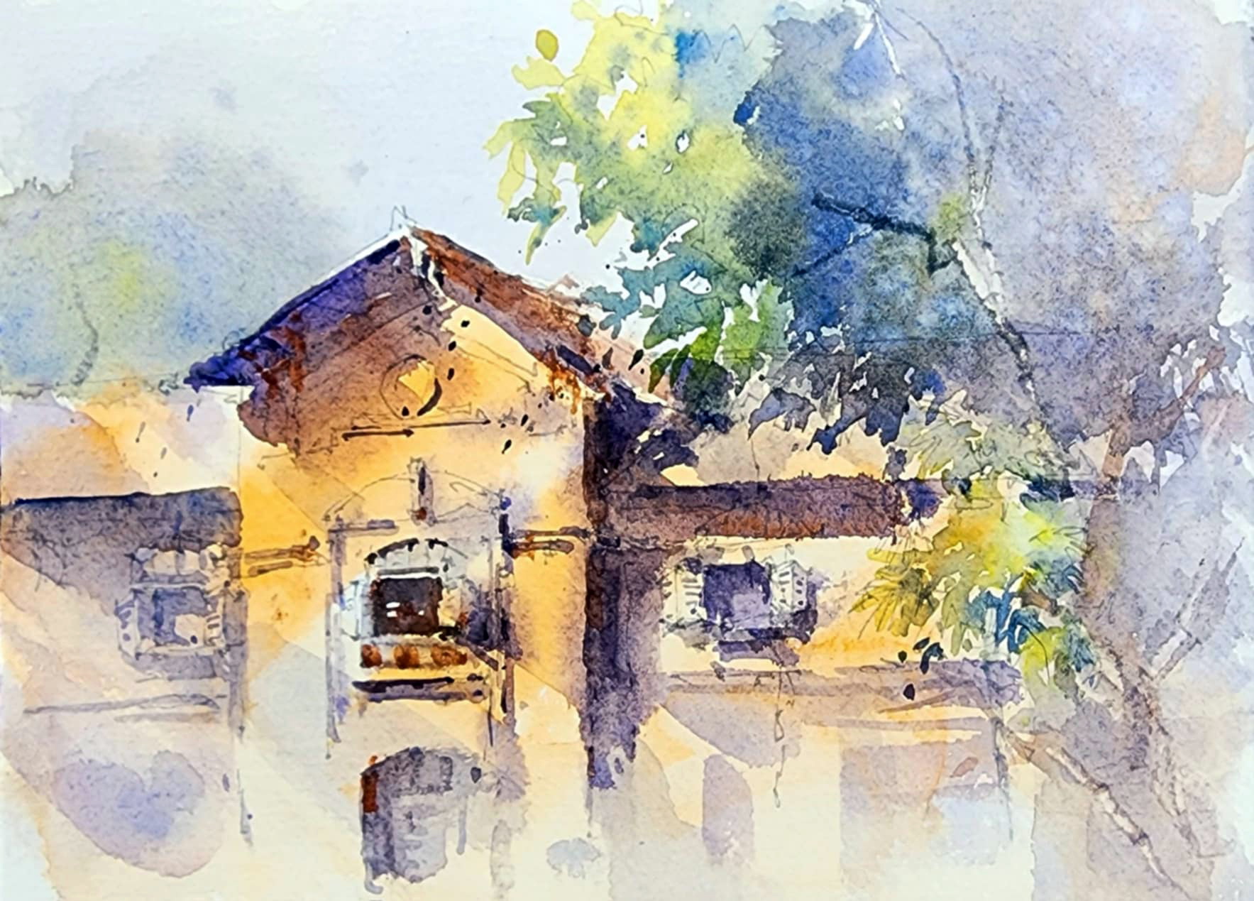 Dãy phòng học - ký họa của Lam Yên