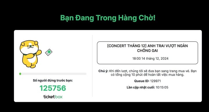 Số lượng người chờ online lên tới hơn 100 nghìn người.