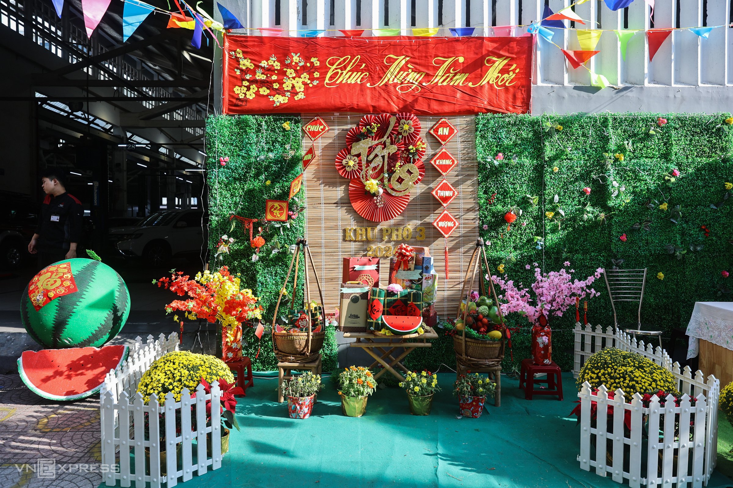 Saigon alley decorated for Tet