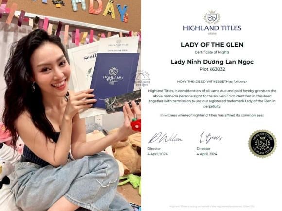 쇼비즈 이적: Ninh Duong Lan Ngoc이 팬으로부터 스코틀랜드 땅을 받았습니다.