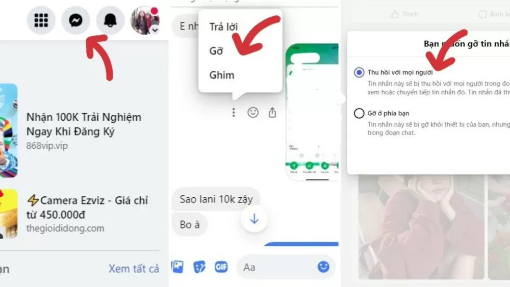 Hướng dẫn cách thu hồi toàn bộ tin nhắn trên Messenger cả 2 bên