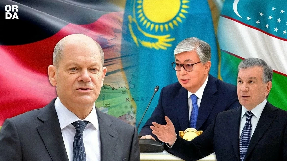 Từ trái sang: Thủ tướng Đức Olaf Scholz, Tổng thống Kazakhstan Kassym-Jomart Tokayev và Tổng thống Uzbekistan Shavkat Mirziyoyev. (Nguồn: Orda)