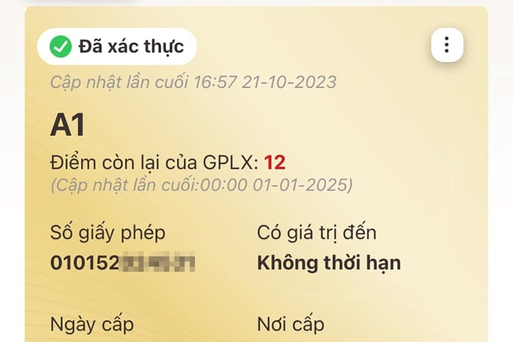 Cách theo dõi trừ điểm giấy phép lái xe trên ứng dụng VNeID