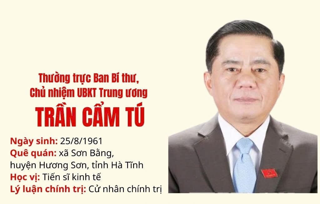 Tóm tắt quá trình công tác của tân Thường trực Ban Bí thư Trần Cẩm Tú