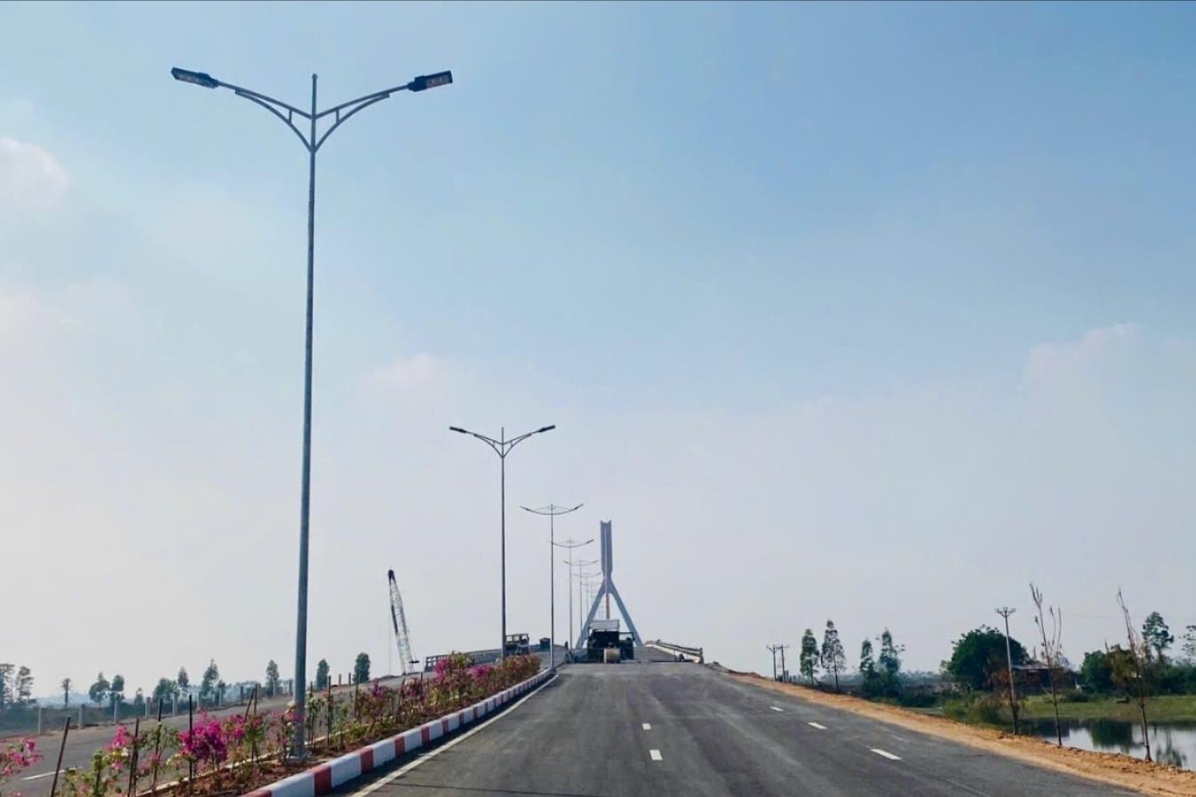 Completed site clearance for Dong Viet bridge approach road through Chi Linh