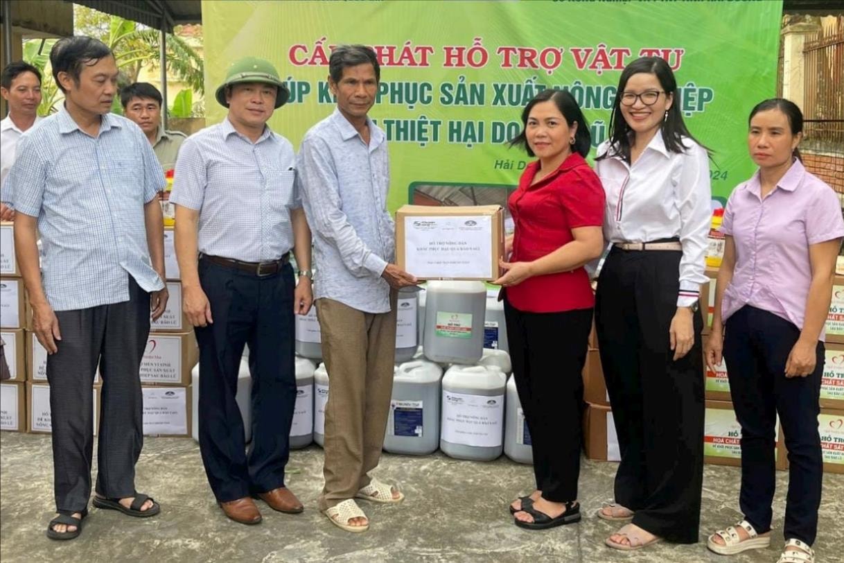 Distributing 4,500 liters of chemicals and biological products to help farmers restore production after the storm