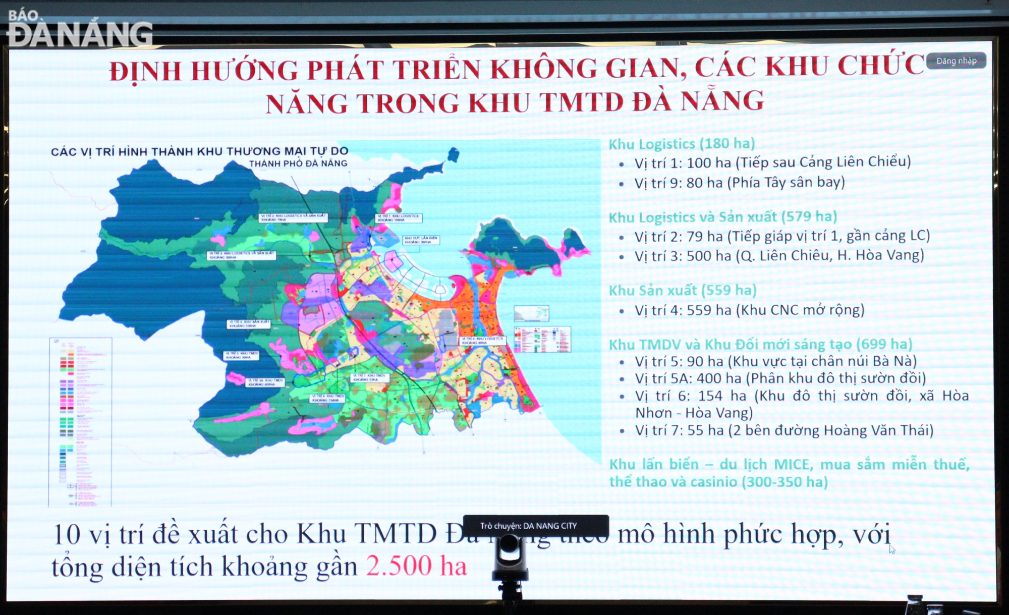 Bản đồ các vị trí dự kiến xây dựng các khu chức năng thuộc Khu thương mại tự do Đà Nẵng. Ảnh: HOÀNG HIỆP