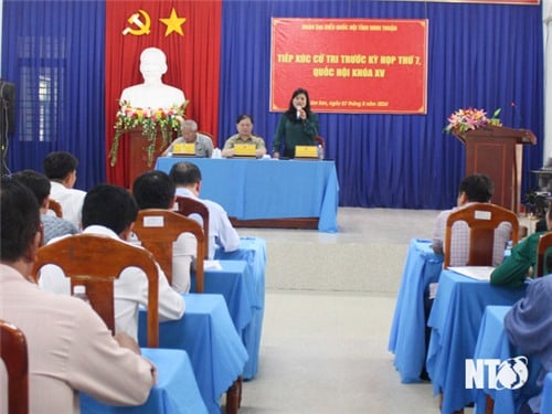 Une délégation de l'Assemblée nationale rencontre les électeurs avant la 7e session de la 15e Assemblée nationale dans les communes de Lam Son et Nhi Ha