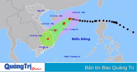 Bão số 7 hướng vào vùng biển Quảng Trị đến Quảng Ngãi