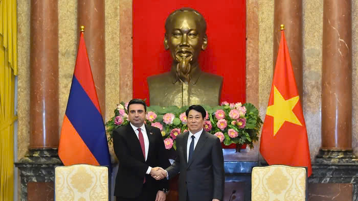 El presidente Luong Cuong recibe al presidente del Parlamento armenio, Alen Simonyan