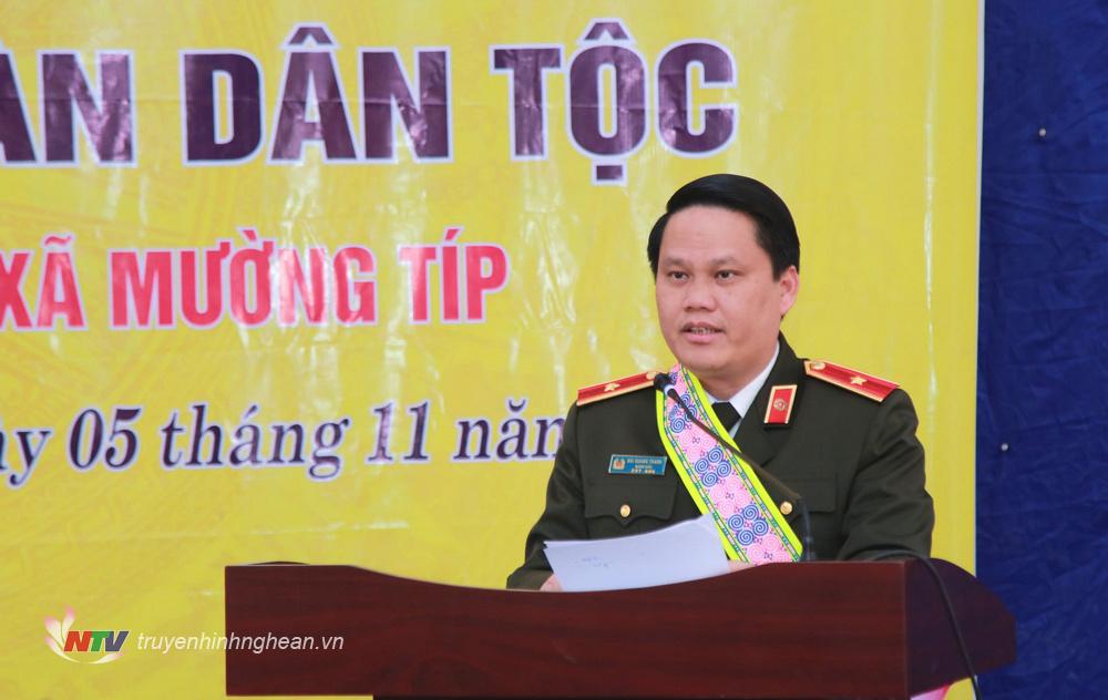 Major General Bui Quang Thanh, member of the Provincial Party Committee, Director of the Provincial Police Department, spoke at the festival.