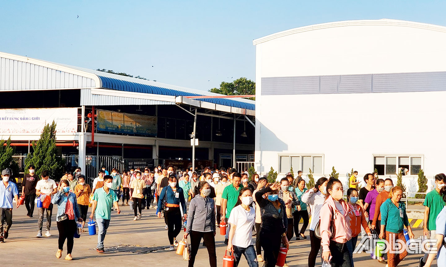 Workers and laborers of Apache Shoes Vietnam Co., Ltd. (Long Giang Industrial Park) return to work after Tet.