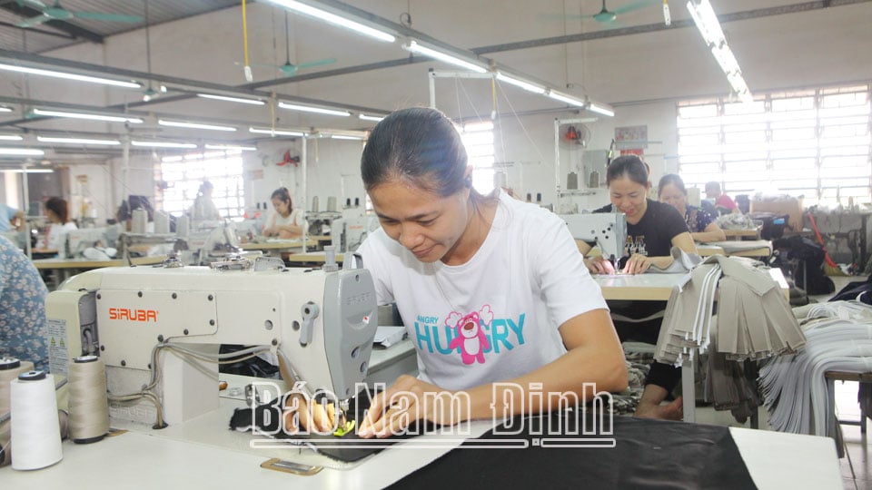 Producing export garments at Sao Viet Company Limited, Vinh Tri village, Yen Tri commune (Y Yen).