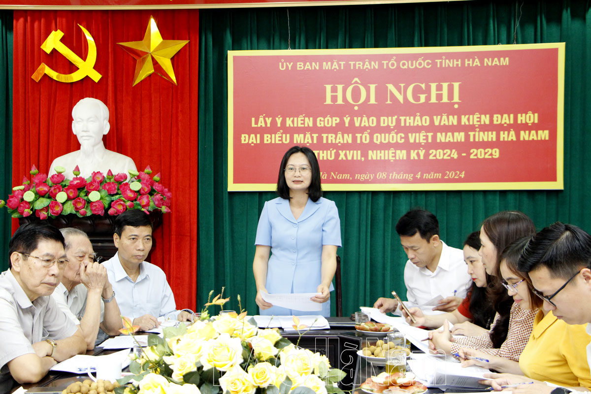 Hội nghị lấy ý kiến đóng góp dự thảo Báo cáo chính trị Đại hội đại biểu MTTQ tỉnh Hà Nam lần thứ XVII nhiệm kỳ 2024 2029