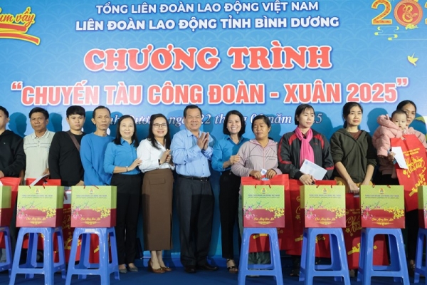 Tặng hơn 3.000 vé tàu, vé xe cho công nhân, người lao động tại Bình Dương về quê đón Tết