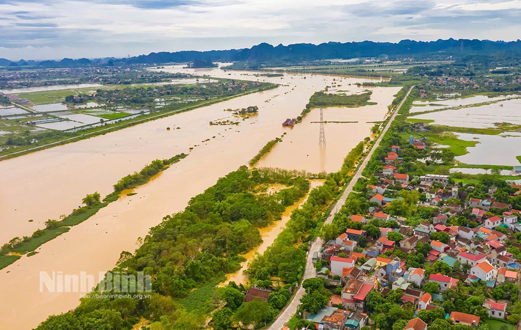 Ninh Binh : Ce soir, le pic de crue de la rivière Hoang Long dépasse le niveau d'alerte 3.