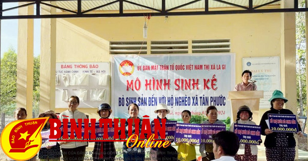 Trao bò sinh sản cho các gia đình nghèo xã Tân Phước