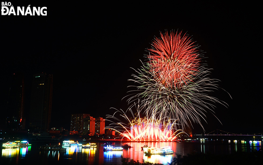 Fireworks were taken from a different angle than the stage area.