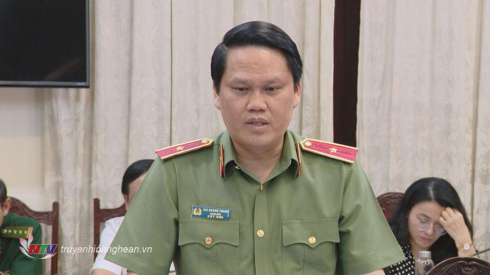 Major General Bui Quang Thanh, Member of the Provincial Party Standing Committee, Party Secretary, Director of the Provincial Police Department spoke at the discussion.