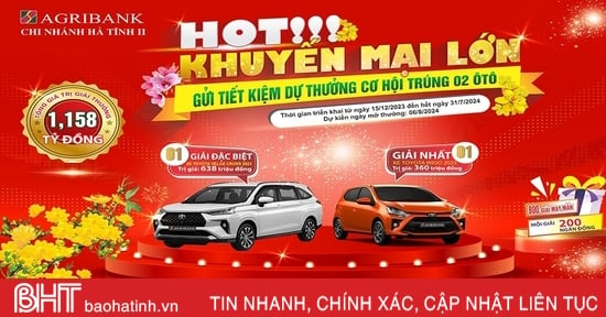 Gửi tiết kiệm Agribank Hà Tĩnh II có cơ hội trúng Toyota Veloz Cross hoặc Toyota Wigo