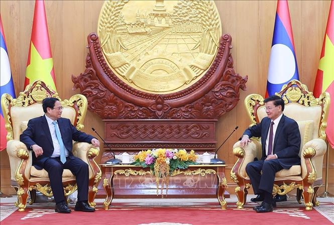 Prime Minister Pham Minh Chinh meets with General Secretary and President of Laos