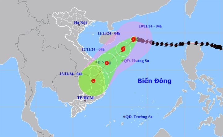 Dự báo đường đi và cường độ của bão số 7. (Nguồn: NCHMF)