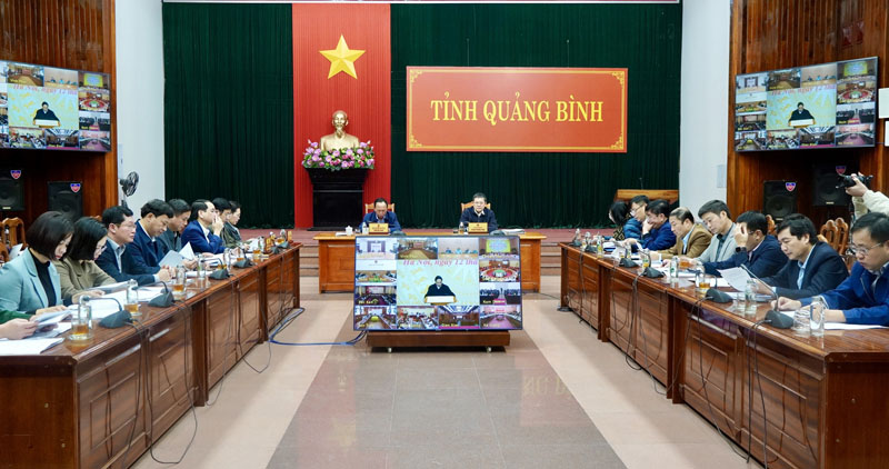 Quang cảnh phiên họp tại điểm cầu tỉnh Quảng Bình.