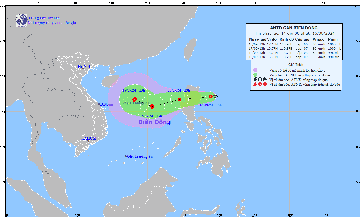 Responding to tropical depression near the East Sea