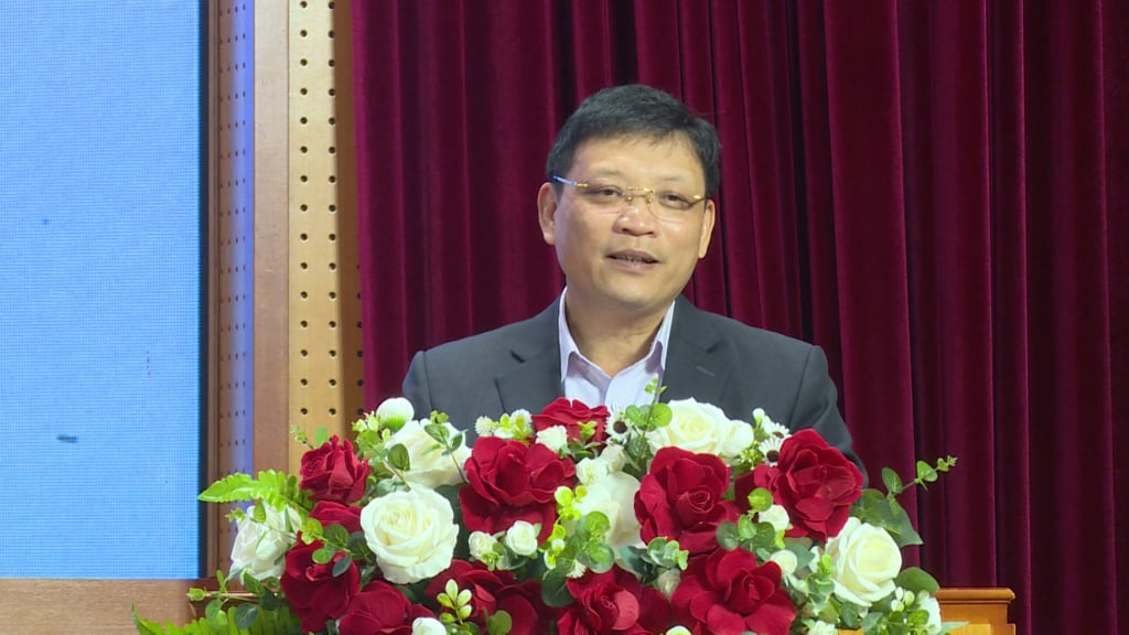 Comrade Nghiem Xuan Cuong, Vice Chairman of the Provincial People's Committee, gave a speech at the conference.