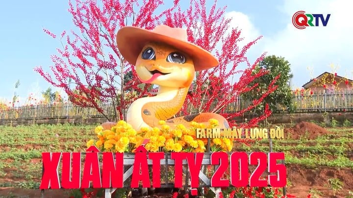 クアンチ省フオンホア地区の花の丘のヘビのマスコット。（写真：QRTV）