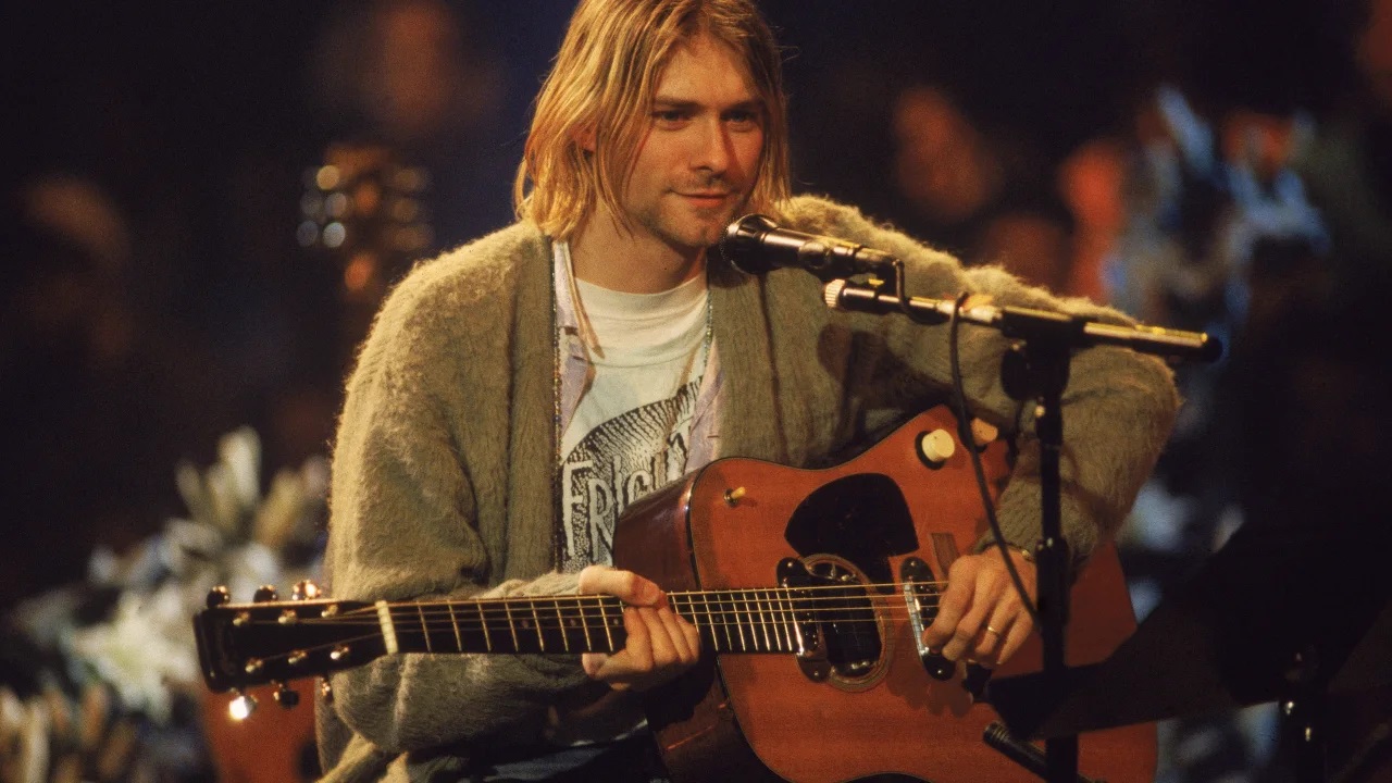 Kurt Cobain im Konzert im November 1993. Foto: Getty Images