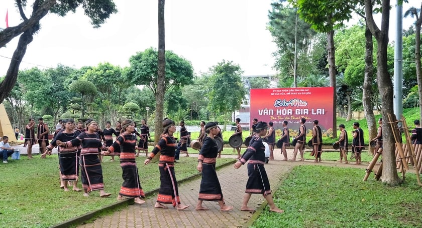 Đoàn nghệ nhân xã Ia Dêr, huyện ia Grai tham gia số đầu tiên của chương trình "Sắc màu văn hóa Gia Lai-Bảo tồn và phát triển". Ảnh: Minh Châu