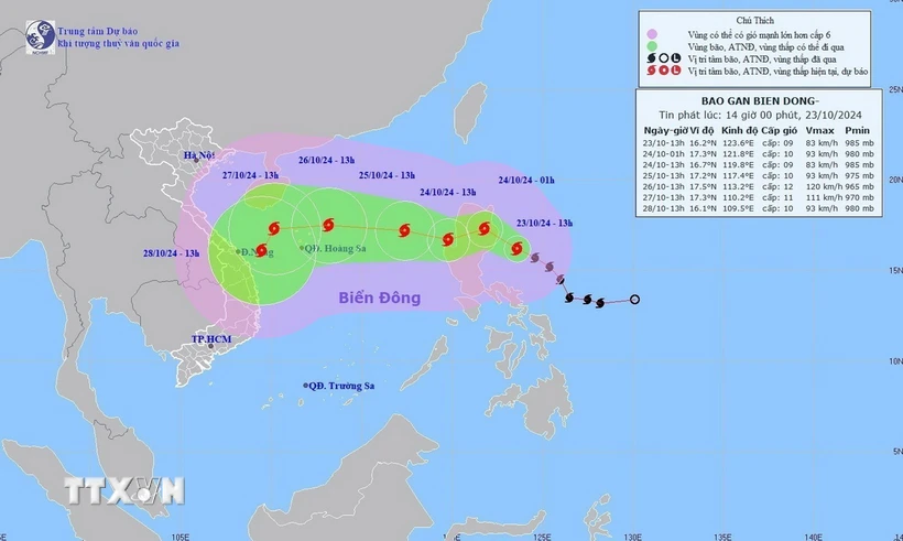 El 24 de octubre es probable que la tormenta Trami cambie de dirección y entre en el Mar del Este.