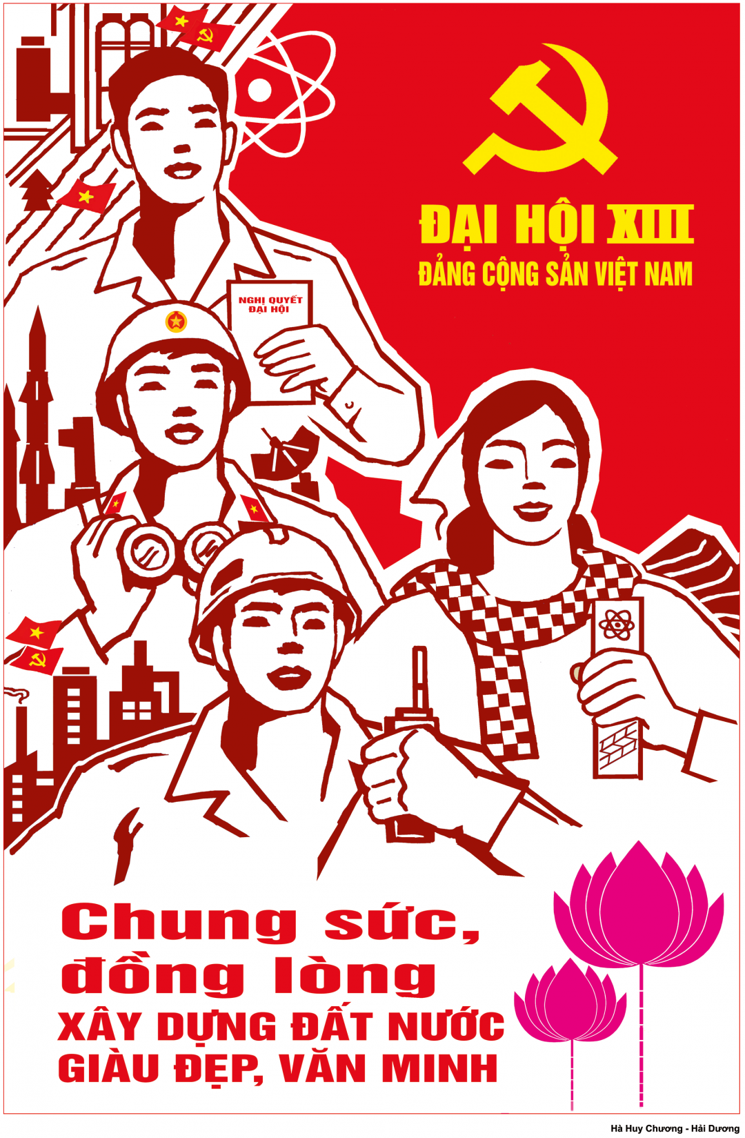 Propaganda painting by Ha Huy Chuong.
