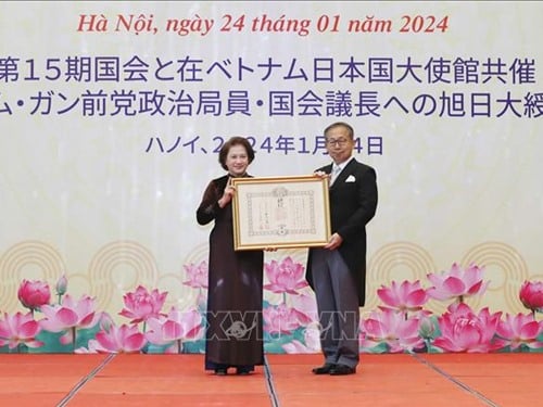 Cérémonie de remise de la Médaille du gouvernement japonais à l'ancienne présidente de l'Assemblée nationale Nguyen Thi Kim Ngan