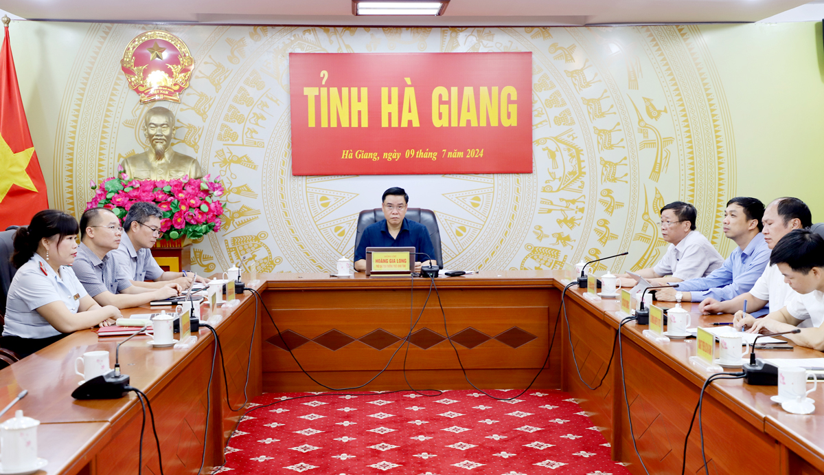 Permanent Vice Chairman of the Provincial People's Committee Hoang Gia Long chaired the conference at the Ha Giang bridge point.