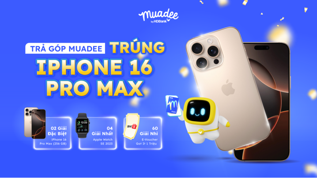 Cơ hội trúng iPhone 16 Pro Max với thẻ trả góp Muadee by HDBank - 1