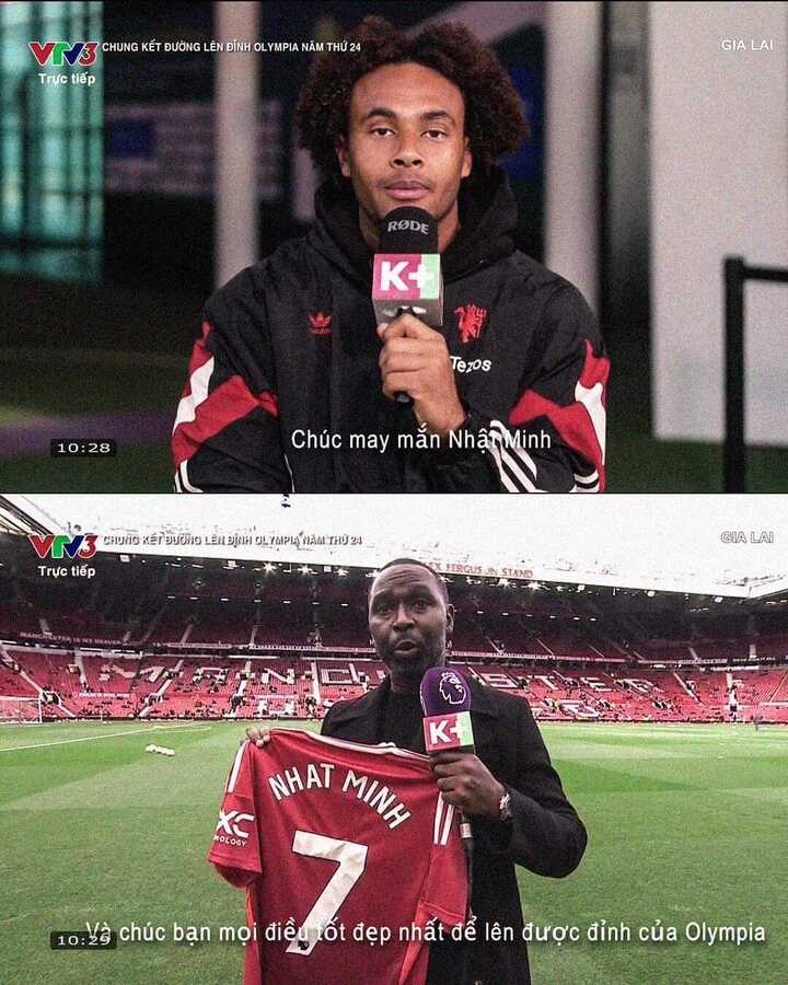 Joshua Zirkzee et l'ancien joueur Andy Cole ont envoyé des maillots de Man Utd à Nhat Minh.