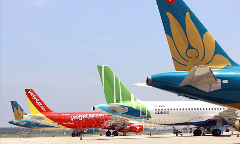 Avions de compagnies aériennes à l'aéroport de Noi Bai. Photo : Huy Hung/VNA