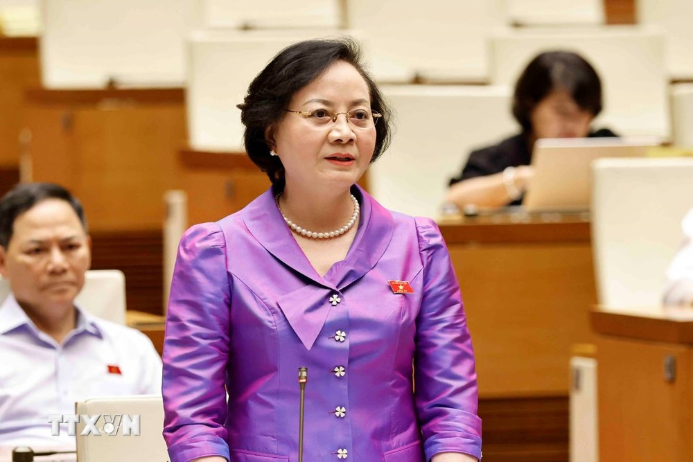 Innenministerin Pham Thi Thanh Tra beantwortet Fragen. (Foto: Doan Tan/VNA)