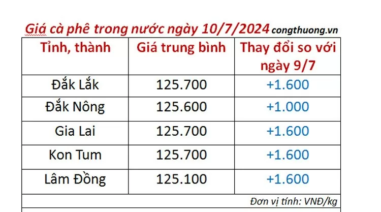 Giá cà phê hôm nay 10/7/2024: Giá cà phê