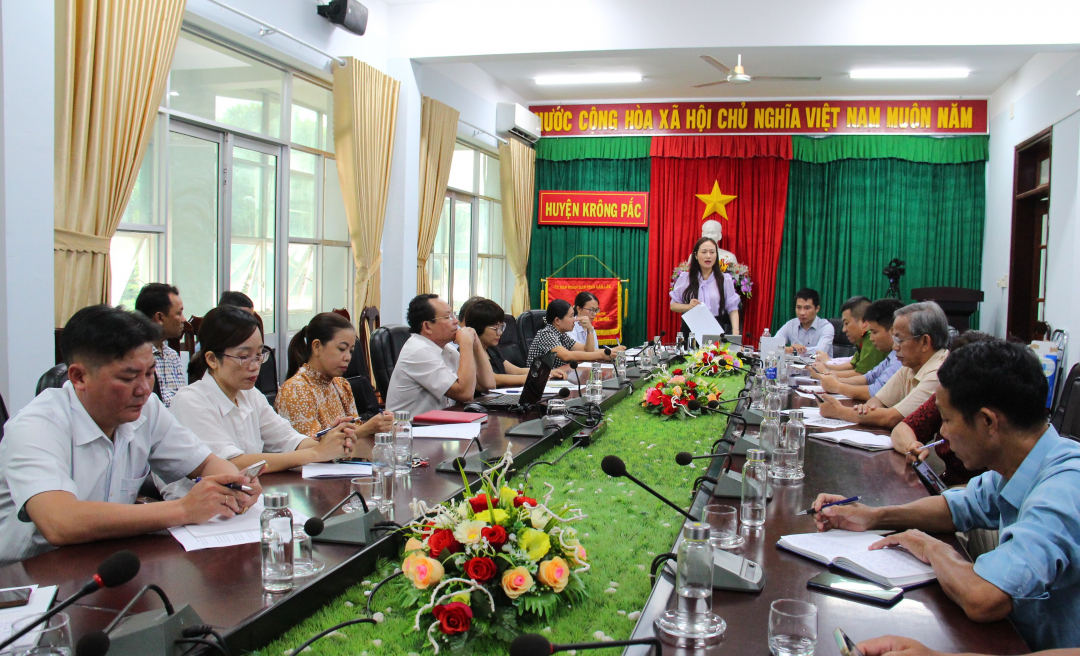 La vicepresidenta del Comité Popular del Distrito de Krong Pac, Ngo Thi Minh Trinh, presidió la reunión.