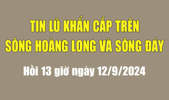 Tin lũ khẩn cấp trên sông Hoàng Long và sông Đáy (hồi 13h ngày 12/9/2024)