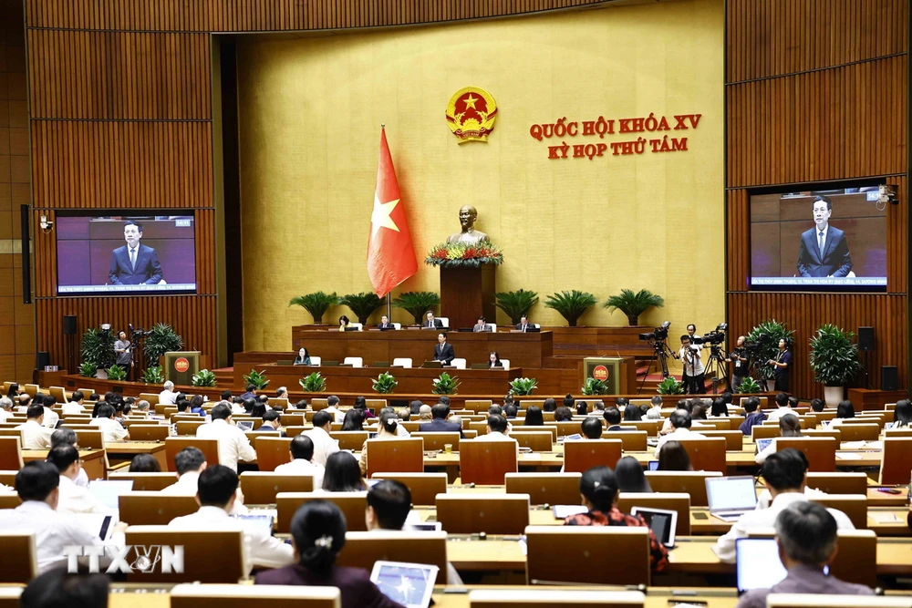 Minister of Information and Communications Nguyen Manh Hung answers questions. (Photo: Doan Tan/VNA)