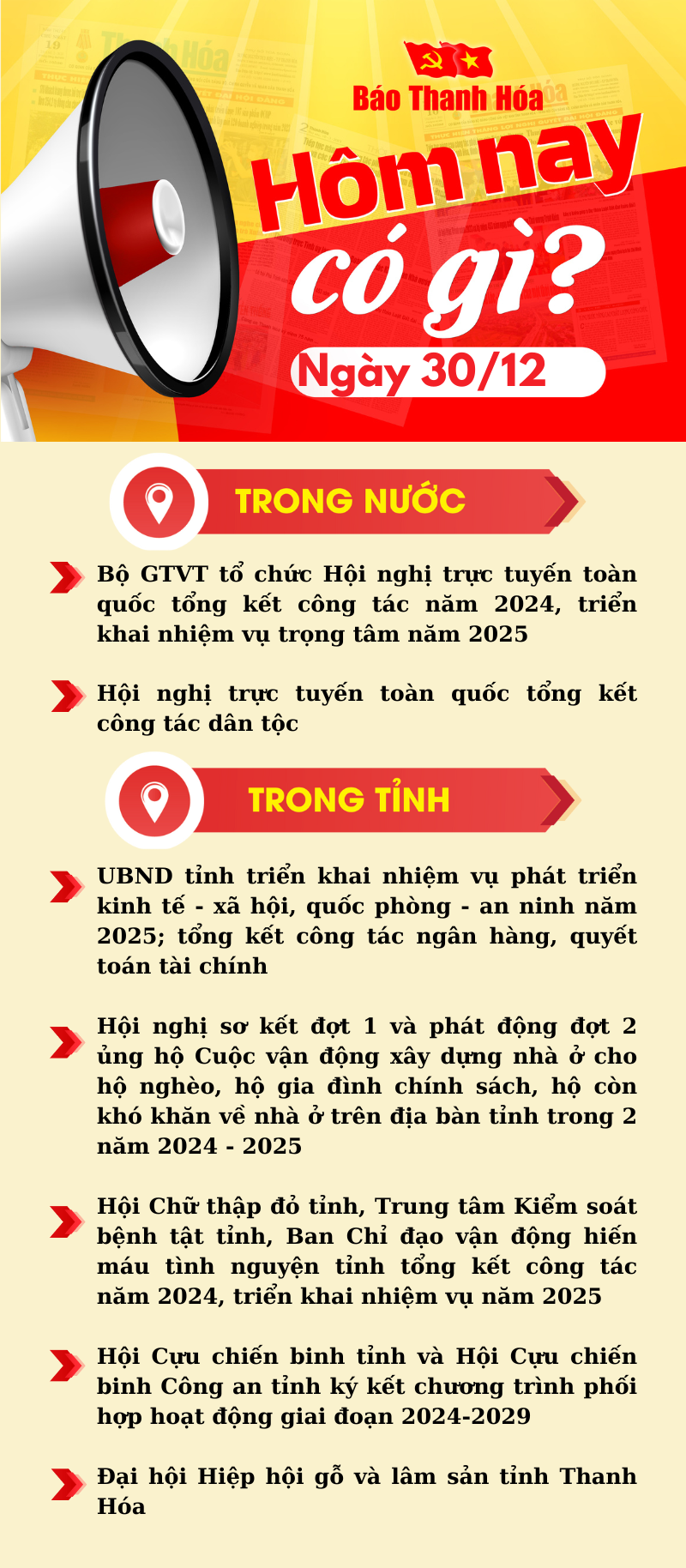 Hôm nay có gì? - Sự kiện nổi bật ngày 30/12/2024