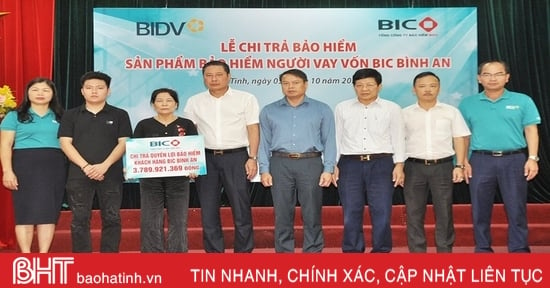 BIDV Hà Tĩnh phối hợp chi trả gần 3,8 tỷ đồng bảo hiểm cho khách hàng vay vốn