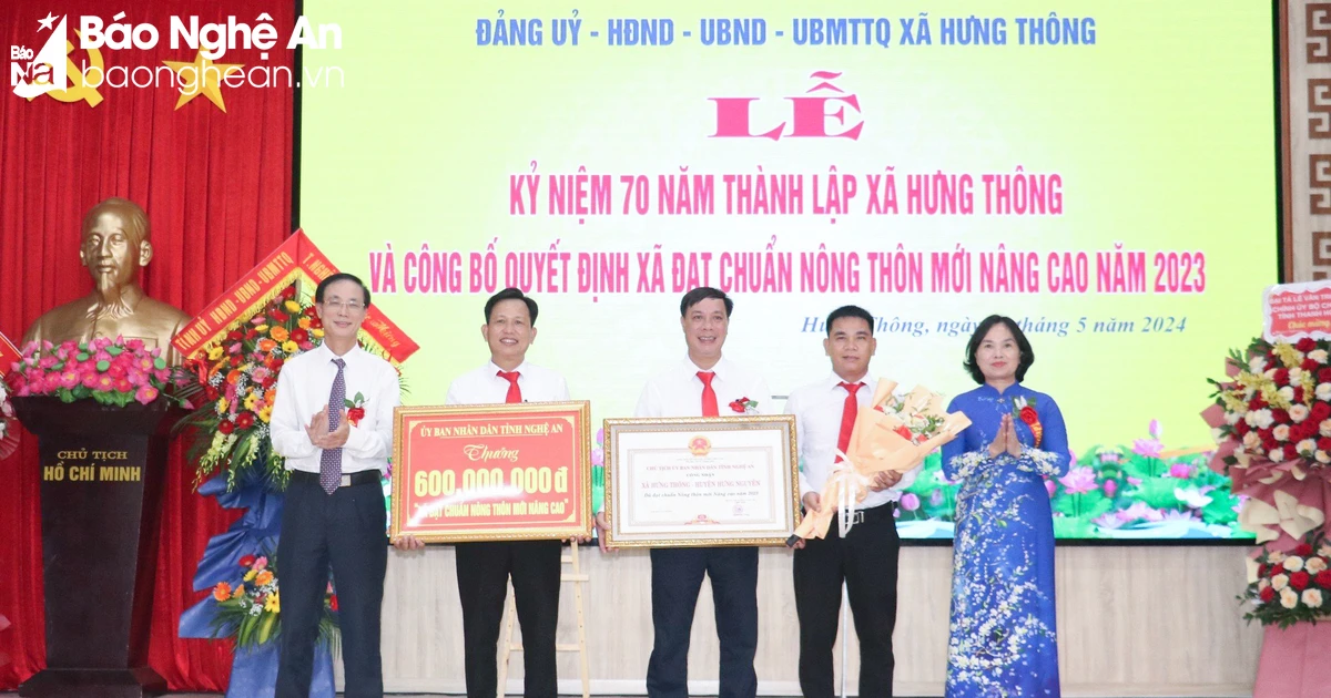 Xã Hưng Thông (huyện Hưng Nguyên) kỷ niệm 70 năm thành lập và đón nhận chuẩn nông thôn mới nâng cao