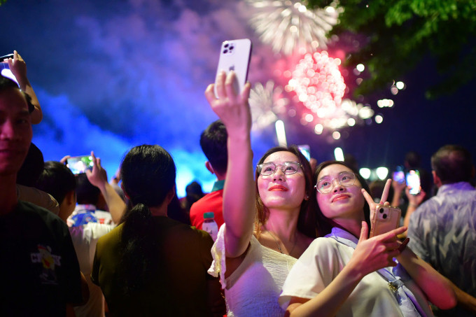 Fireworks celebrating National Day on the Saigon River, September 2. Photo: Thanh Tung